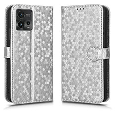 Coque Portefeuille Livre Cuir Etui Clapet C01X pour Motorola Moto G72 Argent