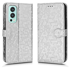 Coque Portefeuille Livre Cuir Etui Clapet C01X pour OnePlus Nord 2 5G Argent