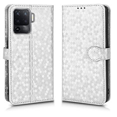 Coque Portefeuille Livre Cuir Etui Clapet C01X pour Oppo F19 Pro+ Plus 5G Argent