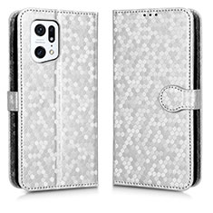 Coque Portefeuille Livre Cuir Etui Clapet C01X pour Oppo Find X5 Pro 5G Argent