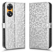 Coque Portefeuille Livre Cuir Etui Clapet C01X pour Oppo Reno8 T 4G Argent