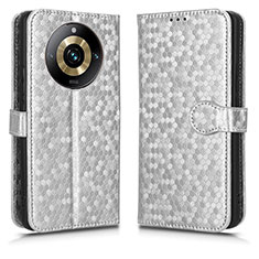 Coque Portefeuille Livre Cuir Etui Clapet C01X pour Realme 11 Pro 5G Argent