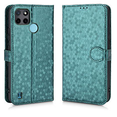 Coque Portefeuille Livre Cuir Etui Clapet C01X pour Realme C25Y India Vert