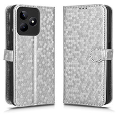 Coque Portefeuille Livre Cuir Etui Clapet C01X pour Realme C51 Argent