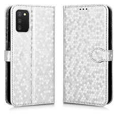 Coque Portefeuille Livre Cuir Etui Clapet C01X pour Samsung Galaxy A03s Argent