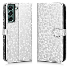 Coque Portefeuille Livre Cuir Etui Clapet C01X pour Samsung Galaxy S22 5G Argent