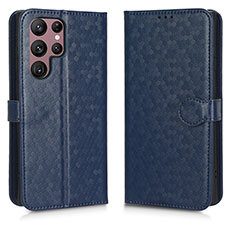 Coque Portefeuille Livre Cuir Etui Clapet C01X pour Samsung Galaxy S22 Ultra 5G Bleu