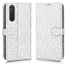 Coque Portefeuille Livre Cuir Etui Clapet C01X pour Sony Xperia 5 II Argent