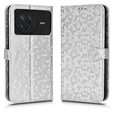 Coque Portefeuille Livre Cuir Etui Clapet C01X pour Vivo X Note Argent