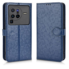 Coque Portefeuille Livre Cuir Etui Clapet C01X pour Vivo X80 Pro 5G Bleu