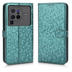 Coque Portefeuille Livre Cuir Etui Clapet C01X pour Vivo X80 Pro 5G Vert