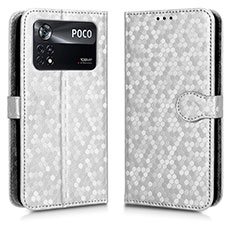 Coque Portefeuille Livre Cuir Etui Clapet C01X pour Xiaomi Poco X4 Pro 5G Argent