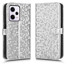 Coque Portefeuille Livre Cuir Etui Clapet C01X pour Xiaomi Redmi Note 12 Pro+ Plus 5G Argent