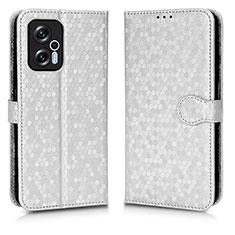 Coque Portefeuille Livre Cuir Etui Clapet C01X pour Xiaomi Redmi Note 12T Pro 5G Argent