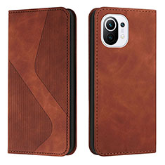 Coque Portefeuille Livre Cuir Etui Clapet C02 pour Xiaomi Mi 11 5G Marron