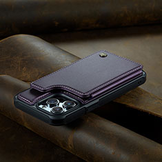 Coque Portefeuille Livre Cuir Etui Clapet C02S pour Apple iPhone 15 Pro Max Violet