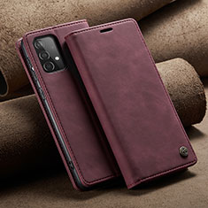 Coque Portefeuille Livre Cuir Etui Clapet C02S pour Samsung Galaxy A52 5G Vin Rouge