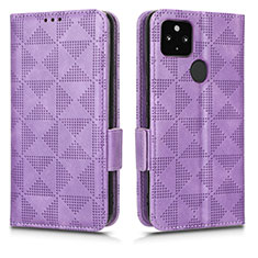 Coque Portefeuille Livre Cuir Etui Clapet C02X pour Google Pixel 5 XL 5G Violet