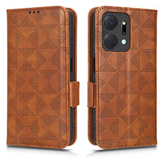 Coque Portefeuille Livre Cuir Etui Clapet C02X pour Huawei Honor X7a Marron