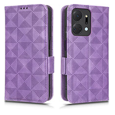 Coque Portefeuille Livre Cuir Etui Clapet C02X pour Huawei Honor X7a Violet