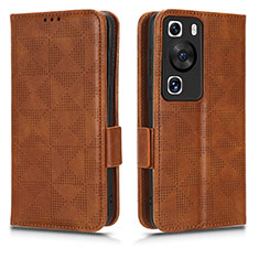 Coque Portefeuille Livre Cuir Etui Clapet C02X pour Huawei P60 Pro Marron