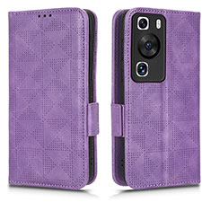 Coque Portefeuille Livre Cuir Etui Clapet C02X pour Huawei P60 Violet