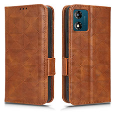 Coque Portefeuille Livre Cuir Etui Clapet C02X pour Motorola Moto E13 Marron