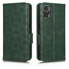 Coque Portefeuille Livre Cuir Etui Clapet C02X pour Motorola Moto E22 Vert