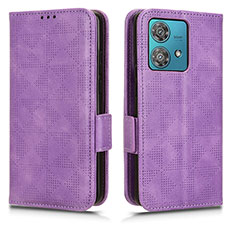 Coque Portefeuille Livre Cuir Etui Clapet C02X pour Motorola Moto Edge 40 Neo 5G Violet