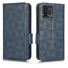 Coque Portefeuille Livre Cuir Etui Clapet C02X pour Motorola Moto G72 Bleu