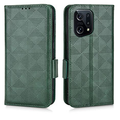 Coque Portefeuille Livre Cuir Etui Clapet C02X pour Oppo Find X5 5G Vert