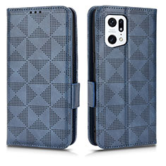 Coque Portefeuille Livre Cuir Etui Clapet C02X pour Oppo Find X5 Pro 5G Bleu