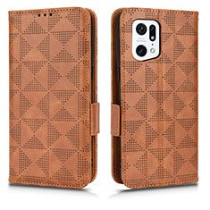 Coque Portefeuille Livre Cuir Etui Clapet C02X pour Oppo Find X5 Pro 5G Marron