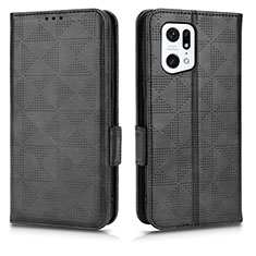 Coque Portefeuille Livre Cuir Etui Clapet C02X pour Oppo Find X5 Pro 5G Noir