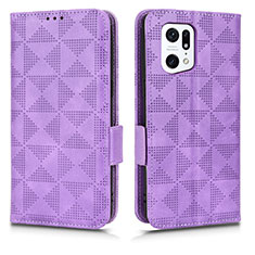 Coque Portefeuille Livre Cuir Etui Clapet C02X pour Oppo Find X5 Pro 5G Violet