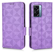 Coque Portefeuille Livre Cuir Etui Clapet C02X pour Oppo K10 5G India Violet