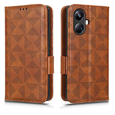 Coque Portefeuille Livre Cuir Etui Clapet C02X pour Realme 10 Pro+ Plus 5G Marron