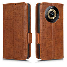 Coque Portefeuille Livre Cuir Etui Clapet C02X pour Realme 11 Pro 5G Marron