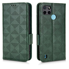 Coque Portefeuille Livre Cuir Etui Clapet C02X pour Realme C21Y Vert