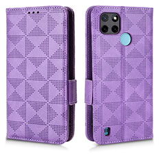 Coque Portefeuille Livre Cuir Etui Clapet C02X pour Realme C25Y India Violet