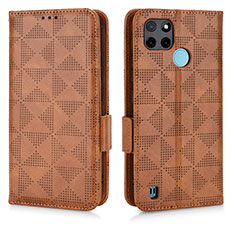 Coque Portefeuille Livre Cuir Etui Clapet C02X pour Realme C25Y Marron