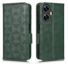 Coque Portefeuille Livre Cuir Etui Clapet C02X pour Realme C55 Vert