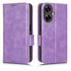 Coque Portefeuille Livre Cuir Etui Clapet C02X pour Realme C55 Violet