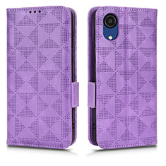 Coque Portefeuille Livre Cuir Etui Clapet C02X pour Samsung Galaxy A03 Core Violet