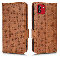 Coque Portefeuille Livre Cuir Etui Clapet C02X pour Samsung Galaxy A03 Marron