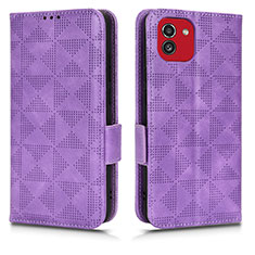 Coque Portefeuille Livre Cuir Etui Clapet C02X pour Samsung Galaxy A03 Violet