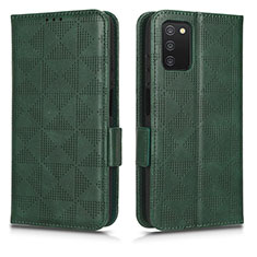 Coque Portefeuille Livre Cuir Etui Clapet C02X pour Samsung Galaxy A03s Vert