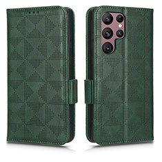 Coque Portefeuille Livre Cuir Etui Clapet C02X pour Samsung Galaxy S22 Ultra 5G Vert