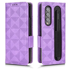 Coque Portefeuille Livre Cuir Etui Clapet C02X pour Samsung Galaxy Z Fold4 5G Violet