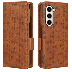 Coque Portefeuille Livre Cuir Etui Clapet C02X pour Samsung Galaxy Z Fold5 5G Marron